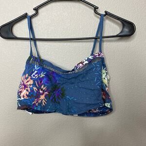 LF Three Days Tropical Stretchy‎ Back Cropped Top Women's Size Small
